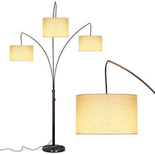 Load image into Gallery viewer, Brightech Trilage Arc Floor Lamp w/Marble Base - 3 Lights Hanging Over The Couch from Behind - Multi Head Arching Tree Lamp - for Mid Century, Modern &amp; Contemporary Rooms - Oil Rubbed Bronze
