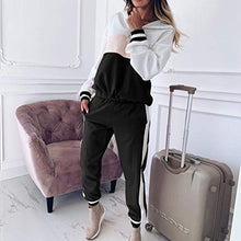 Load image into Gallery viewer, BXzhiri Women Outfits Tracksuit Sweatshirt Pants Sets Sport Long Sleeve Patchwork Wear Casual Suit Sets
