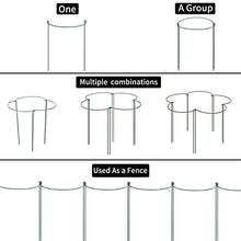 Load image into Gallery viewer, 10pack Garden Plant Support Stake 10" Wide x 16" High Half Round Metal Garden Plant Support Ring Border Support, Plant Support Ring Cage for RoseFlowers Vine Tomato with 20pack Plant Clips &amp;Plant Ties
