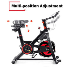 Load image into Gallery viewer, GYMAX Magnetic Exercise Bike, Indoor Stationary Cycling Bike, Noise-free Smooth Exercise Bike with LCD Monitor for Home Gym Cardio Workout (Black &amp; Red)
