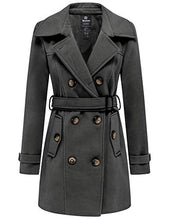 Load image into Gallery viewer, Wantdo Women's Long Pea Coat Mid Length Overcoat Warm Winter Outwear Dark Grey S
