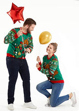 Load image into Gallery viewer, Unisex Women's Ugly Christmas Sweater, Funny Chunky Fair Isle Jumper with Santa Reindeer Snowflake,Unisex Festive Knitted Xmas Pullover Long Sleeve Pullover for Party
