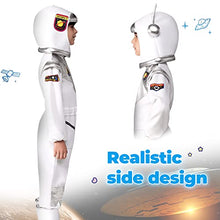 Load image into Gallery viewer, Kids Astronaut Costume - Realistic Astronaut Jumpsuit with Detachable Helmet, Space Suit for Halloween Cosplay (Kids-L (6-7yr), White)
