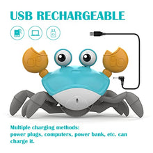Load image into Gallery viewer, Adebena Sensing Crawling Crab, Tummy Time Baby Toys with Music Sounds &amp; Lights, Fun Early Development Walking Dancing Crab Toy, Infant Birthday Gifts for Babies Boys Girls Toddlers, USB Rechargeable
