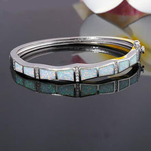 Load image into Gallery viewer, CiNily Opal Bangle Bracelets for Women Cubic Zirconia Rhodium Plated Gemstone Bangle Bracelet 8 3/8"
