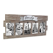 Load image into Gallery viewer, Stonebriar Rustic Wood Collage Picture Frame with Clips and Metal Detail Brown 26" x 11"
