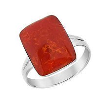 Load image into Gallery viewer, AeraVida Geo Sleek Rectangle Reconstructed Red Coral .925 Sterling Silver Jewelry Set (SS-0092-RED-8)
