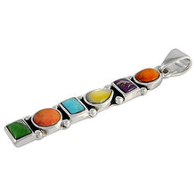 Load image into Gallery viewer, Gemstone Pendant Necklace 925 Sterling Silver &amp; Genuine Turquoise &amp; Gemstones (20" Length) (Multi-C71)
