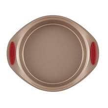 Load image into Gallery viewer, Rachael Ray 52410 Cucina Nonstick Bakeware Set with Baking Pans, Baking Sheets, Cookie Sheets, Cake Pan, Muffin Pan and Bread Pan - 10 Piece, Latte Brown with Cranberry Red Grip

