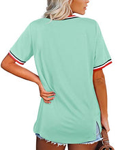 Load image into Gallery viewer, Green Shirts for Women V Neck Short Sleeve Summer Tops Loose Fitting XL
