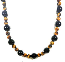 Load image into Gallery viewer, Mens Necklace - Onyx And Tiger Eye Necklace For Men - Mala Neckless - Confidence - Protection - African Jewelry
