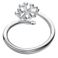 Load image into Gallery viewer, Jewever S925 Sterling Silver Snowflake Open Ring Women Inlaid Cubic Zirconia Adjustable Jewelry
