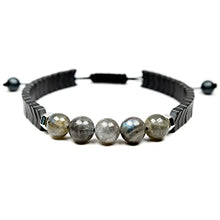 Load image into Gallery viewer, Radiant Labradorite and Hematite Bracelet - Handcrafted Gemstone Beaded Jewelry for Men &amp; Women

