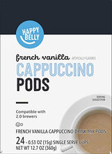 Load image into Gallery viewer, Amazon Brand - Happy Belly Cappuccino Coffee Pods Compatible with 2.0 K-Cup Brewers, French Vanilla Flavored, 24 Count

