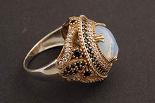 Load image into Gallery viewer, Turkish Handmade Jewelry Drop Shape Pear Cut Moonstone and Round Cut Black Onyx Topaz 925 Sterling Silver Ring Size Option
