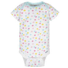 Load image into Gallery viewer, GERBER Baby Girls 4-Pack Short Sleeve Onesies Bodysuits, Pink Unicorns, 0-3 Months
