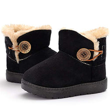 Load image into Gallery viewer, TIMATEGO Baby Kids Boys Girls Snow Boots Cozy Fur Non Slip Bailey Button Infant Toddler First Walker Outdoor Winter Shoes (Toddler/Little Kid) 4 Toddler, 004 Black Baby Boots
