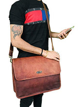 Load image into Gallery viewer, 16 Inch Brown Vintage Leather Laptop Messenger Bag for Mens Leather Computer Shoulder Briefcase Bags briefcases for Men 's and Women's

