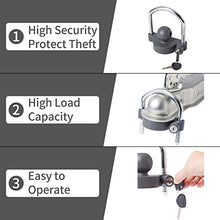 Load image into Gallery viewer, METOWARE Trailer Coupler Lock Universal Adjustable Heavy-Duty Steel Trailer Hitch Lock, Anti Theft Trailer Ball Lock Towing Lock for Towing Caravan Trailer Security Fits 1-7/8",2”, 2-5/16" Coupler

