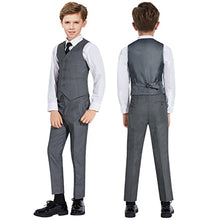 Load image into Gallery viewer, Almighty Magic Boy's Formal Suits 5 Pieces Slim Fit Suit Set Dresswear Ring Bearer Outfit Dark Gray
