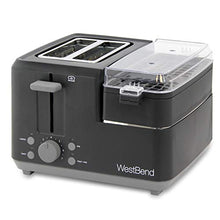 Load image into Gallery viewer, West Bend 78500 2-Slice Breakfast Station Wide Slot Toaster with Removable Crumb Includes Meat and Vegetable Warming Tray with Egg Cooker and Poacher Certified, Black
