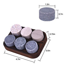 Load image into Gallery viewer, 6 Pack Whiskey Stones - Whiskey Stones Set of Round Granite Whiskey Rocks with Elegant Wooden Storage Tray for Chilling Beverages
