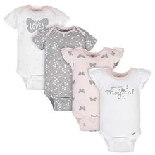Load image into Gallery viewer, GERBER Baby Girls 4-Pack Short Sleeve Onesies Bodysuits, Pink Butterfly, 6-9 Months

