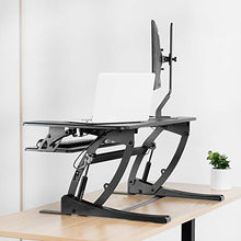 Load image into Gallery viewer, VIVO Black Height Adjustable 36 inch Stand up Desk Converter Quick Sit to Stand Tabletop Dual Monitor Riser (DESK-V000V)
