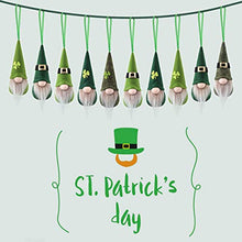 Load image into Gallery viewer, St Patrick Day Hanging Gnome Ornaments Set of 10, Irish Gnomes Handmade Leprechaun Elf Tomet DecorationsSpring Gnome Lucky Clover Hanging Ornament
