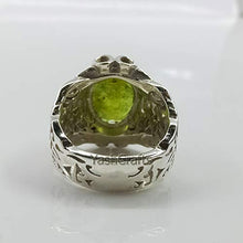 Load image into Gallery viewer, Peridot Ring, Womens Peridot Ring, Mens Designer Jewelry, 92.5 Sterling Silver, Arabic Design Ring, Peridot Ring, Gemstone Woman's Ring, August Birthstone, Healing Power Ring, Valentineday Gift Ring
