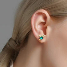 Load image into Gallery viewer, Jewever 925 Sterling Silver Hummingbird Ear Studs Blue Cubic Zirconia Earrings for Women Jewelry Gift Golden
