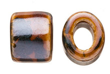 Load image into Gallery viewer, 4pcs Moss Agate Porcelain Slider Beads for Licorice Leather - Oval ring Style Glaze finish 16x15.5mm/pack (3packs bundle), SAVE $2
