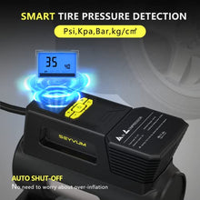 Load image into Gallery viewer, SEYVUM Tire Inflator Portable Air Compressor, [Suitable for Trucks &amp; 150PSI Fast Inflation] Car Tire Pump with Digital Pressure Gauge and Two Powerful Motor, 12V DC Auto Air Pump for Car, RV, Bicycles
