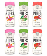Load image into Gallery viewer, Serenity Kids Grain Free Puffs Variety Pack with Carrot &amp; Beet, Broccoli &amp; Spinach, and Tomato &amp; Mushroom Puffs, 1.5 Ounce Container (6 Pack)
