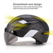 Load image into Gallery viewer, FAROOT Unisex Adult Bike Helmets, Adjustable Savant Road Bicycle Helmet High Density PC Protective Crash Helmet with Windshield Glasses and Tail Light for Men Women Cycling Mountain Biking (Black)
