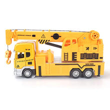 Load image into Gallery viewer, CLOURF Engineering Crane Truck Alloy Toy car 1:48 Music with Lights Inertial Model Children's Toy car(Yellow)
