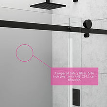 Load image into Gallery viewer, Tampa Single Sliding Frameless Bathtub Shower Doors, 55-59 inch Width Adjustable x 60 inch Height, 5/16 inch Tempered Glass with Hardware Kit, Matte Black

