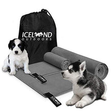 Load image into Gallery viewer, Iceland Outdoors Dog Towel Super Absorbent Large - 2 Microfiber Towels 1 Large, 1 Small Makes Drying Large Medium and Small Dogs Fast &amp; Easy
