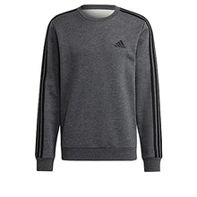 Load image into Gallery viewer, adidas Men's Essentials Fleece 3-Stripes Sweatshirt, Dark Grey Heather/Black, Medium

