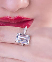 Load image into Gallery viewer, AINUOSHI 6 Carats Emerald Cut Cubic Zirconia CZ Rhodium Plated/Rose Gold Sterling Silver Simulated Diamond Wedding Engagement Ring
