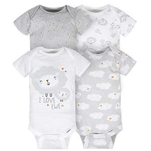 Load image into Gallery viewer, Gerber Baby 4-Pack Short Sleeve Onesies Bodysuits, I Love Ewe/Grey, 6-9 Months
