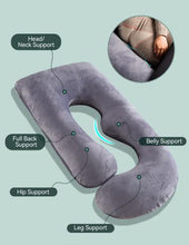 Load image into Gallery viewer, Momcozy Pregnancy Pillows, U Shaped Full Body Maternity Pillow with Removable Cover, 57 Inch Pregnancy Pillows for Sleeping, Grey
