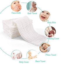 Load image into Gallery viewer, Muslin Burp Cloths for Baby 10 Pack 100% Cotton Large 17''X13'' Super Soft and Absorbent by YOOFOSS (White)
