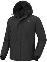 Load image into Gallery viewer, Wantdo Men's Waterproof Warm Snow Jacket Hooded Outwear Wind Breaker Black L
