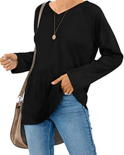 Load image into Gallery viewer, WEESO Black Long Sleeve Tunic Tops for Women Sweatshirt V Neck L
