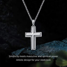 Load image into Gallery viewer, Carleen White Gold Plated Solid Sterling Silver Diamond-Cut High Polished Mens Cross Crucifix Pendant Necklace Rolo Chain Fine Jewelry For Men Boys, Length 20"

