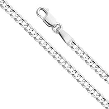 Load image into Gallery viewer, 14k REAL White Gold Solid 2.5mm Cuban Concave Curb Chain Bracelet with Lobster Claw Clasp - 7"
