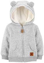 Load image into Gallery viewer, Simple Joys by Carter's Baby Neutral Hooded Sweater Jacket with Sherpa Lining, Gray, 12 Months
