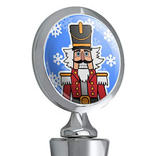 Load image into Gallery viewer, Grinning Nutcracker Soldier with Snowflakes Wine Bottle Stopper
