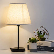 Load image into Gallery viewer, HAITRAL Bedside Table Lamps - Small Nightstand Lamps Set of 2 with Fabric Shade Bedside Desk Lamps for Bedroom, Living Room, Office, Kids Room, Girls Room, Dorm 15 Inches - Black
